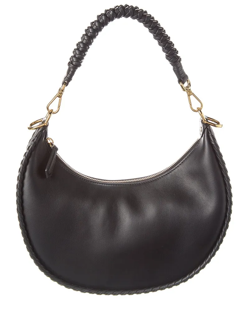 Fendi Fendigraphy Small Leather Hobo Bag Black