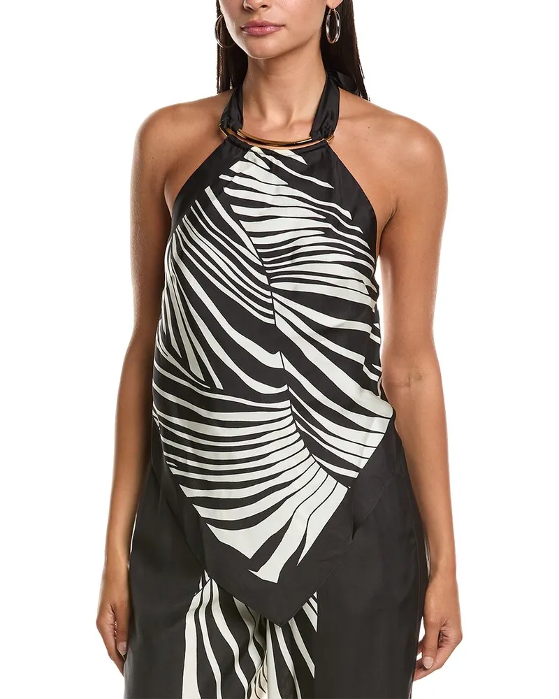 NICHOLAS Skye Silk-Blend Halter Top Black