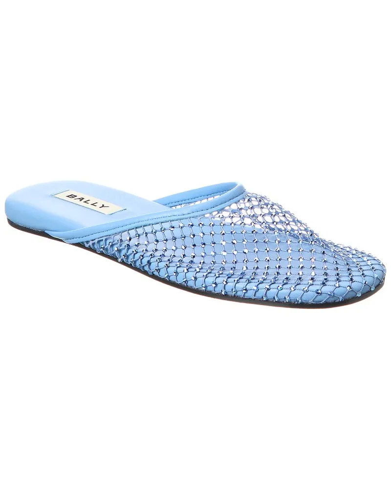 Bally Greek Mesh & Leather Mule Blue