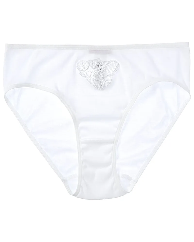 Hanro Belina Embroidered Hi-Cut Brief White