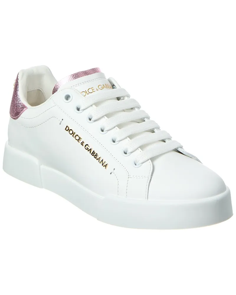 Dolce & Gabbana Portofino Lettering Leather Sneaker Black