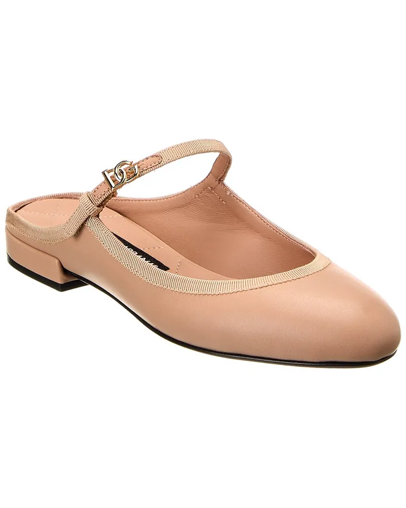 Dolce & Gabbana Leather Mule Beige