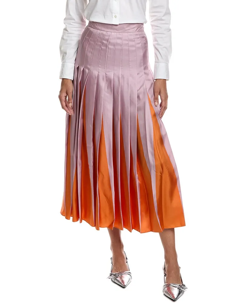 Valentino Garavani Pleated Silk Maxi Skirt Purple