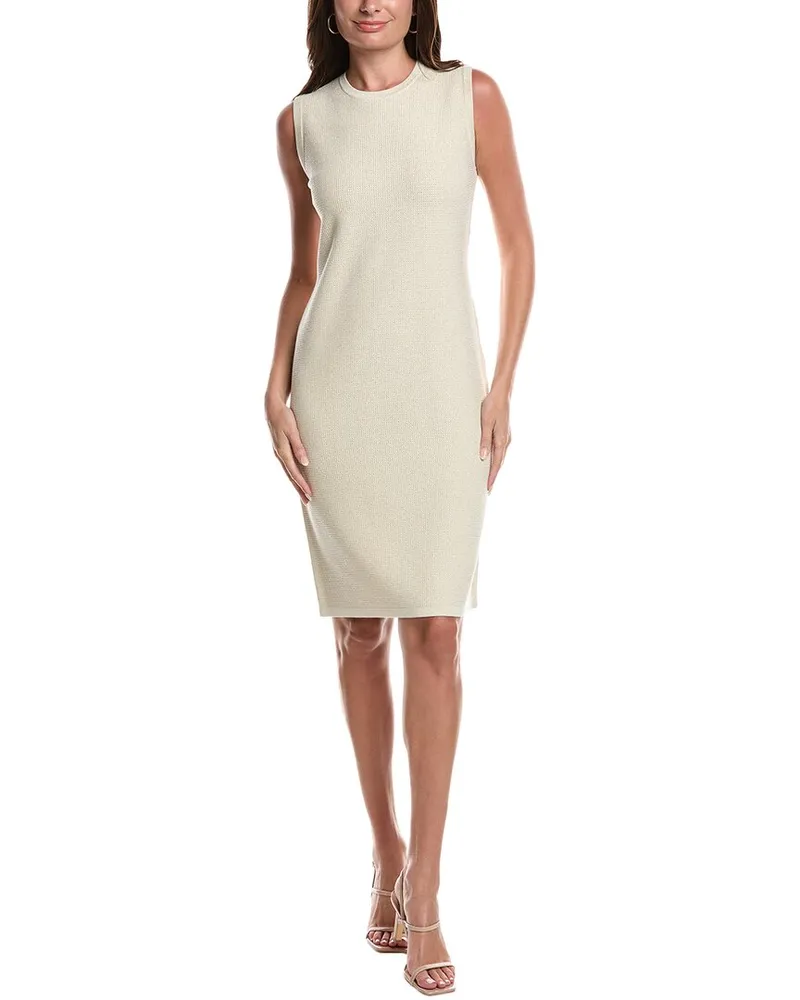 ST. JOHN Pique Knit Midi Dress White