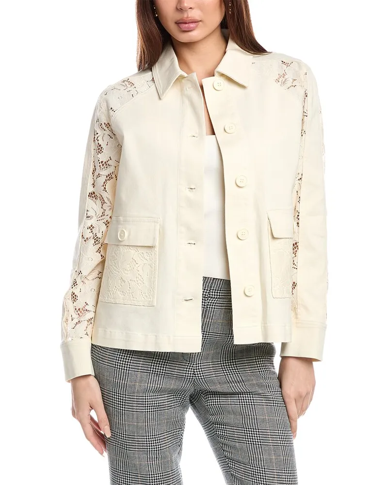 Anne Klein Lace Combo Jacket Beige
