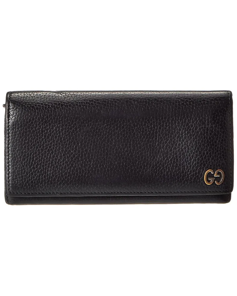 Gucci Black Lambskin Leather GG Logo (Authentic Pre-Loved Nocolor