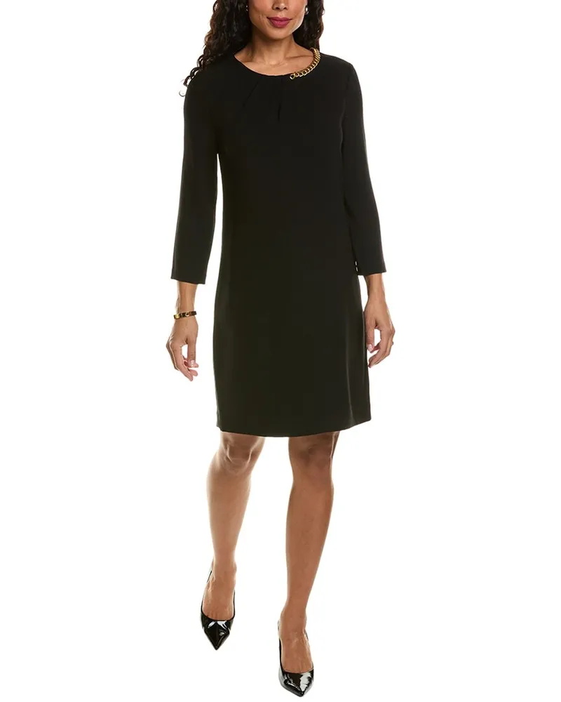Elie Tahari Chain Trim Shift Dress Black