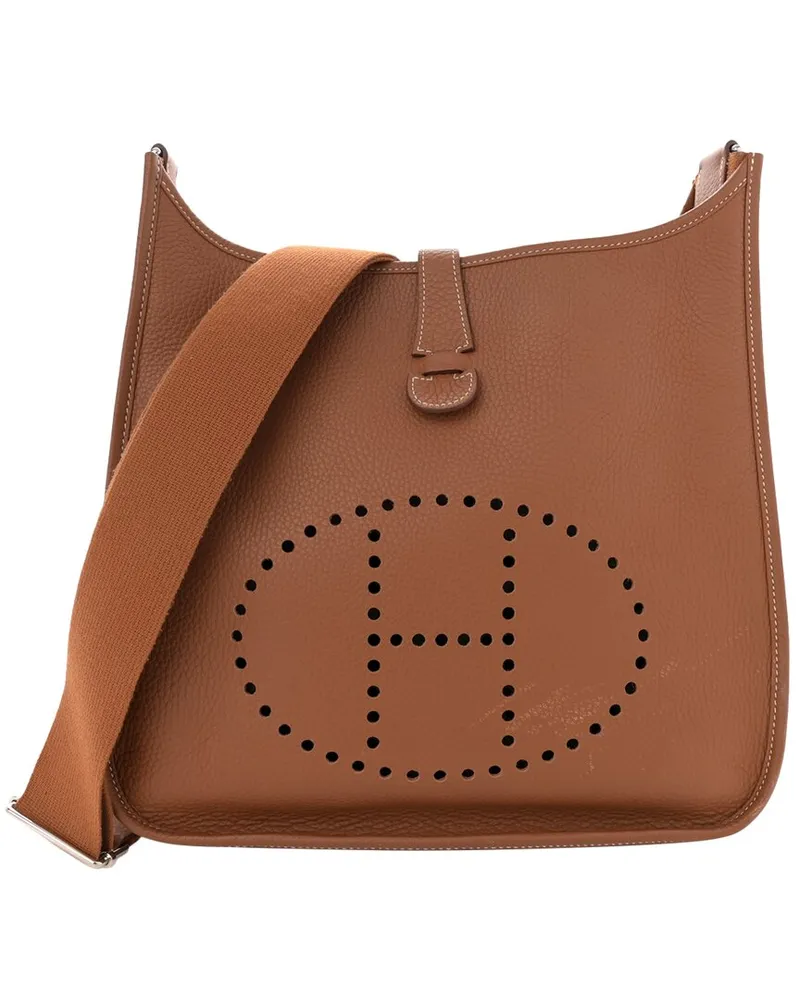 Hermès Gold Taurillon Clemence Leather Evelyne III PHW PM (Authentic Pre-  Loved Nocolor