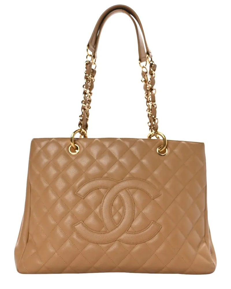 Chanel Beige Caviar Leather Grand Shopping Tote GST (Authentic Pre-Loved Nocolor