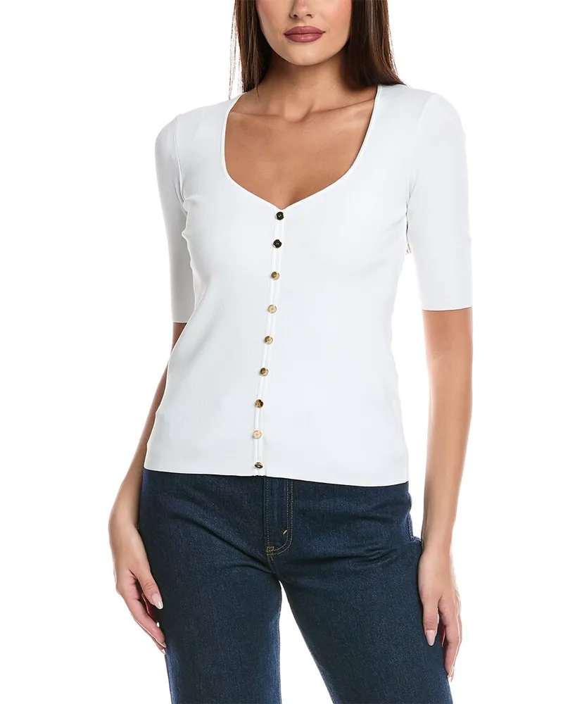 Elie Tahari The Jessica Sweetheart Sweater White