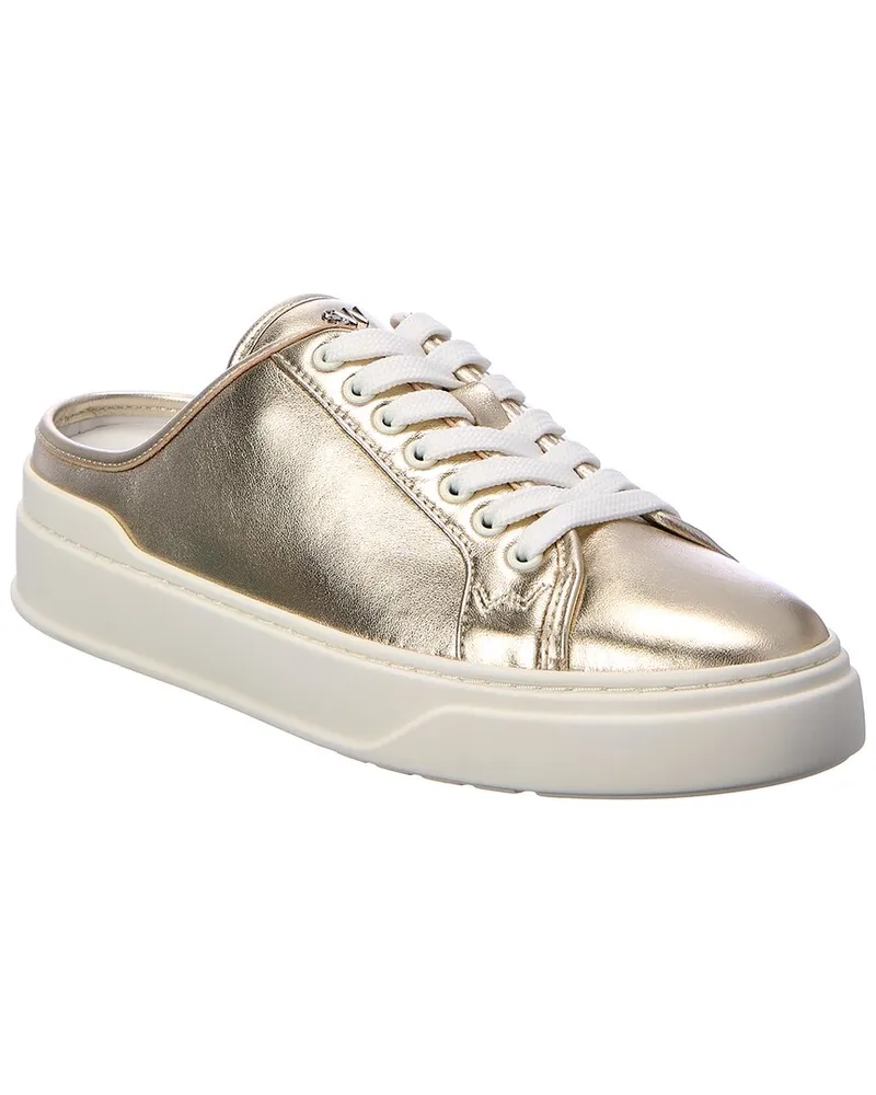 Stuart Weitzman Skater Mule Leather Sneaker Silver