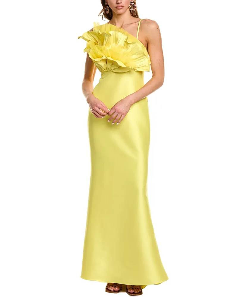 Badgley Mischka Ruffle Bodice Gown Nocolor