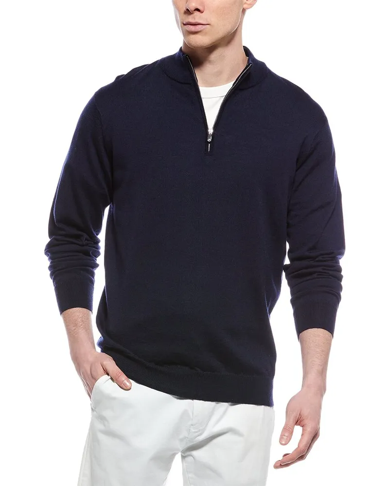 Peter Millar Autumn Crest Wool-Blend 1/4-Zip Sweater Blue