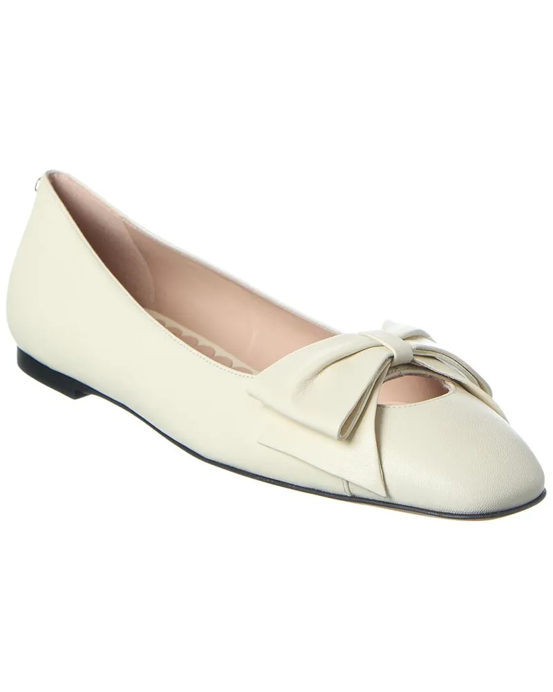 Valentino Garavani Bowow Leather Ballet Flat White