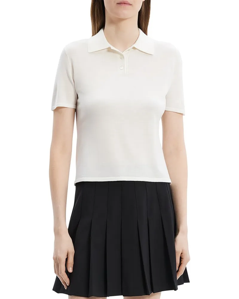 Theory Merino Wool Slim Polo Sweater White