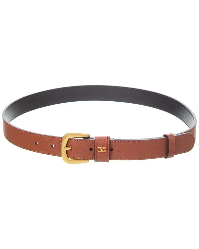 Valentino Garavani VLogo Signature Mini Leather Belt Brown