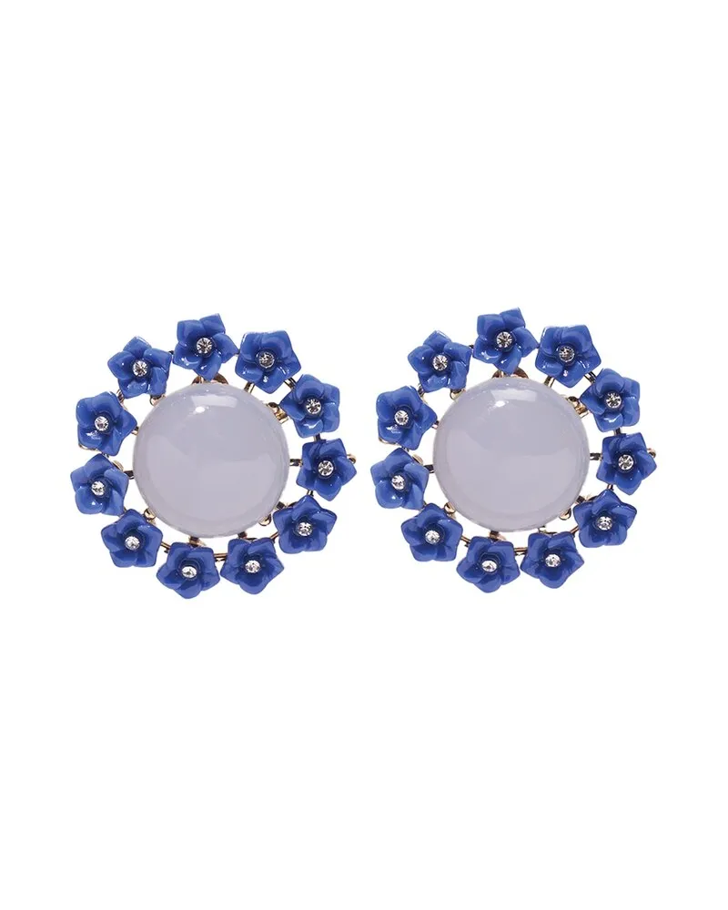 Carolina Herrera New York Cabochon & Flower Stud Earrings Nocolor
