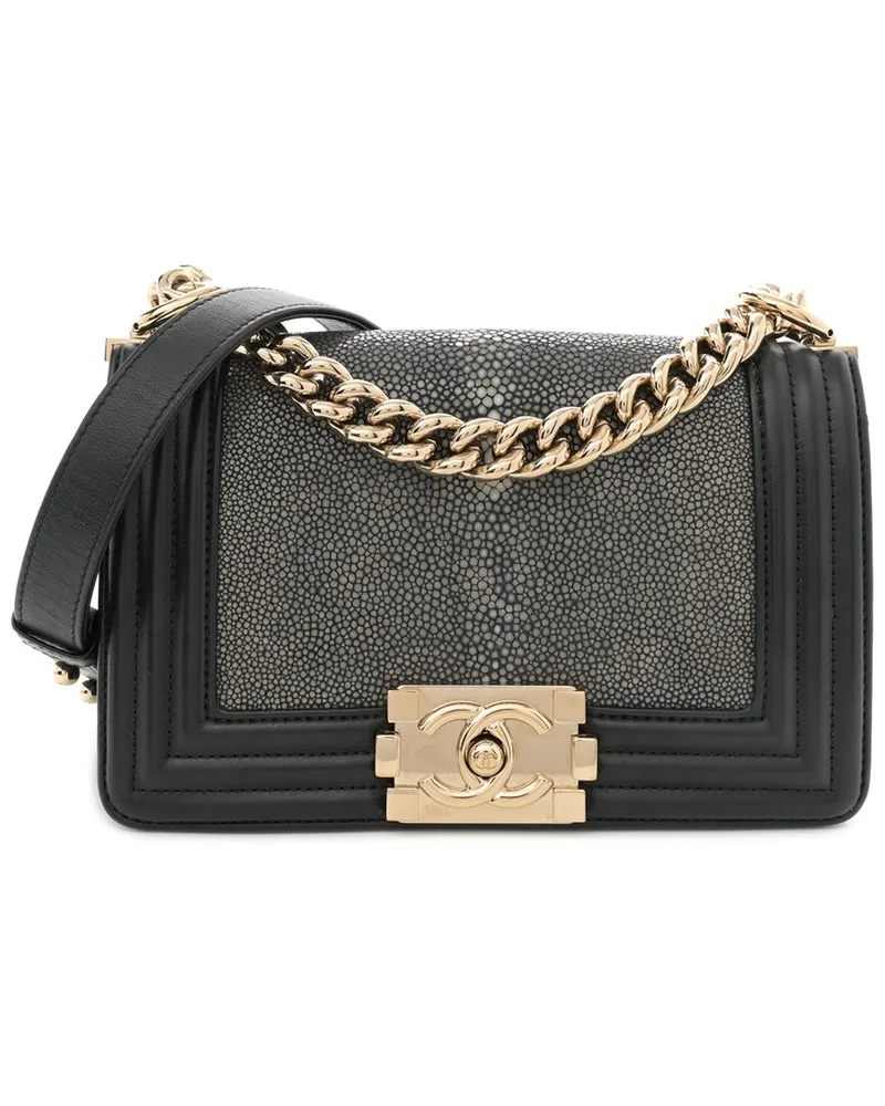 Chanel Black Galuchat Stingray Leather Small Boy Flap (Authentic Pre-Loved Nocolor