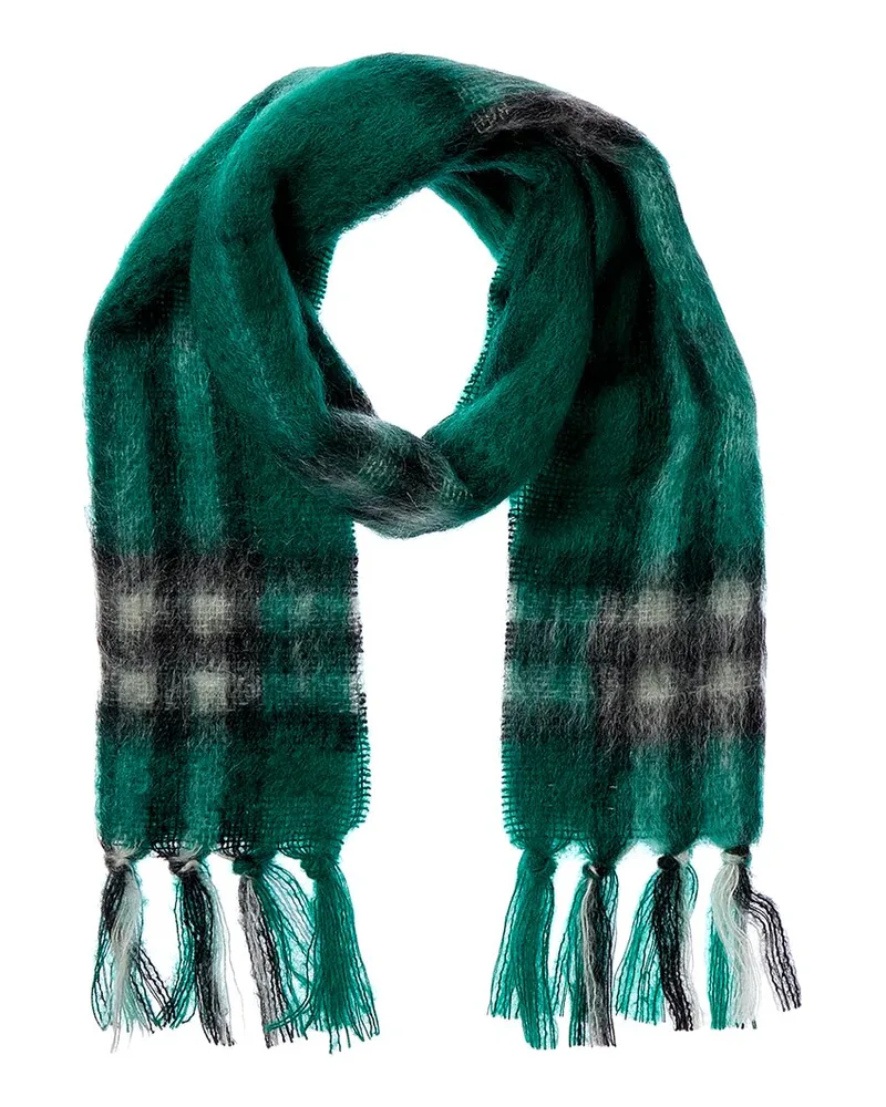 Burberry Check Mohair & Wool-Blend Scarf Green