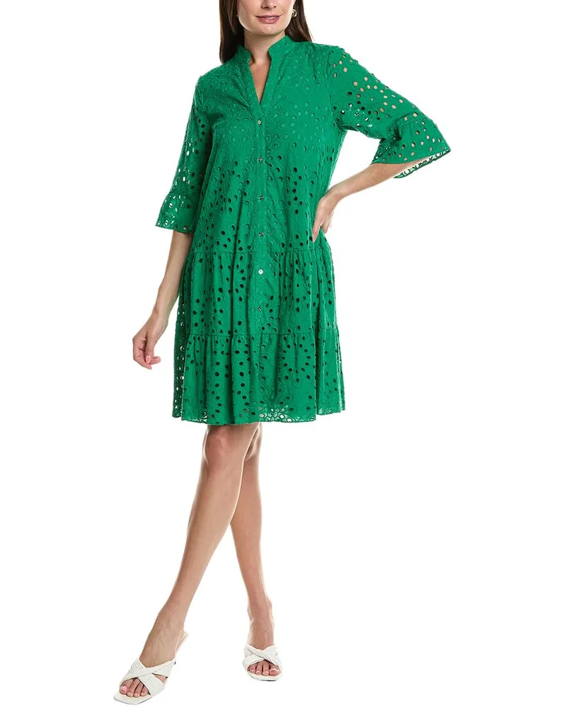 Anne Klein Eyelet Shirt Dress Green
