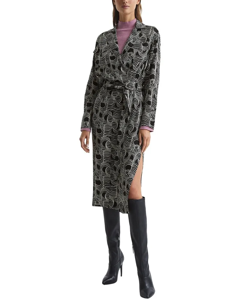 Reiss Georgina Mono Swirl Print Top Nocolor
