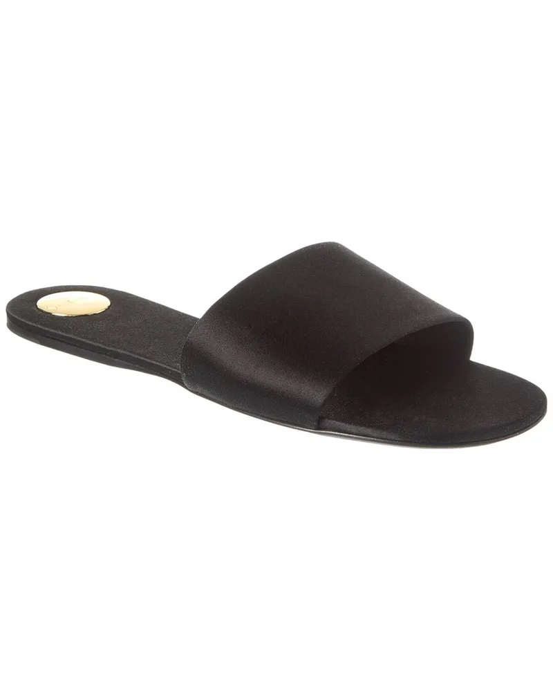 Saint Laurent Carlyle Satin Flat Sandal Black