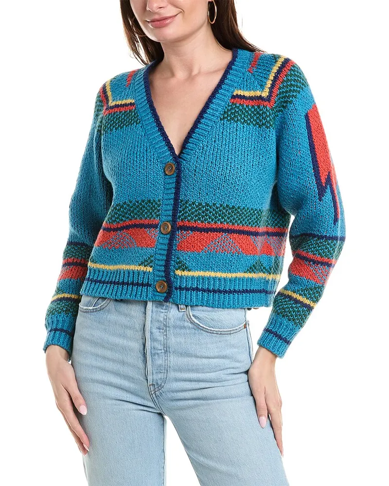 Mother Denim x Bowie The Raglan Crop Cardigan Blue