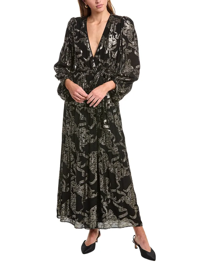 ba&sh Fil Coupe Maxi Wrap Dress Black