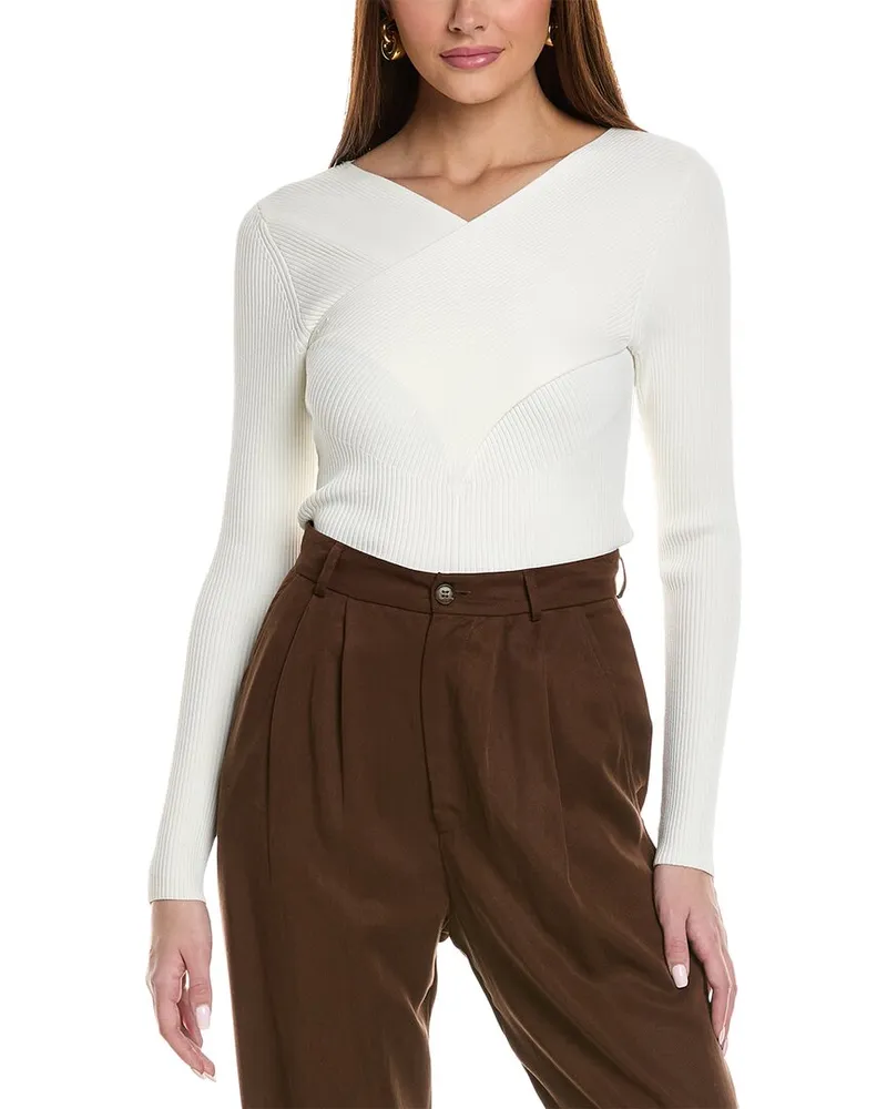 Reiss Heidi Cross Front Knitted Top White