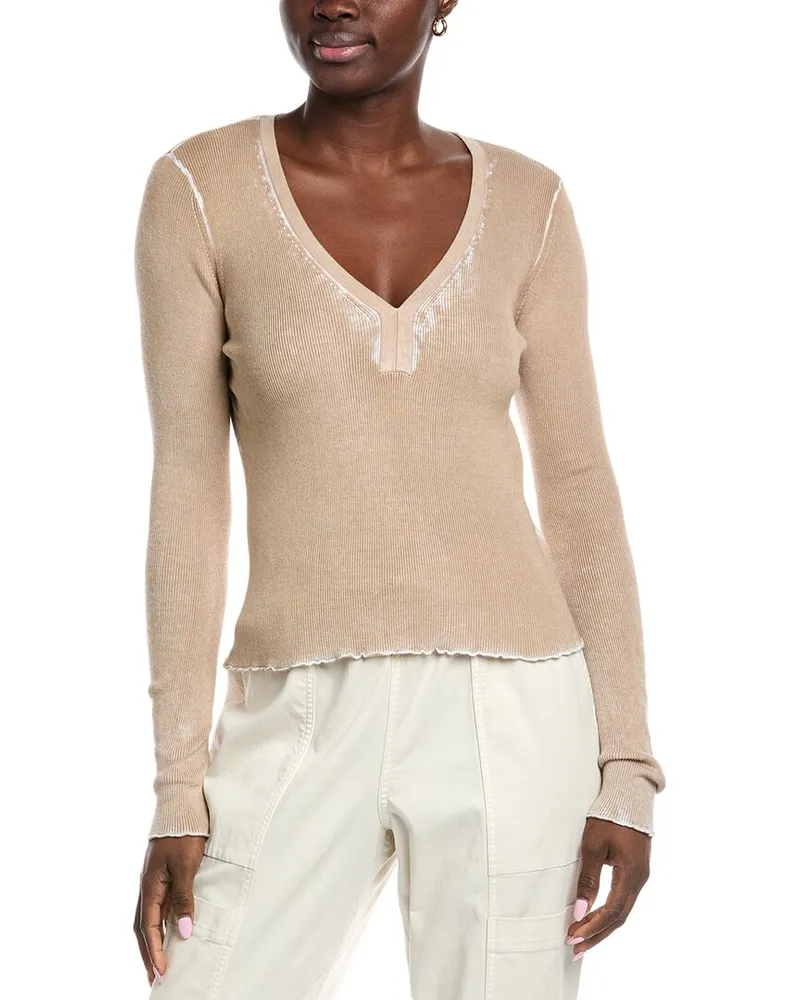 Autumn Cashmere Cotton by  Inked V-Neck Sweater Brown