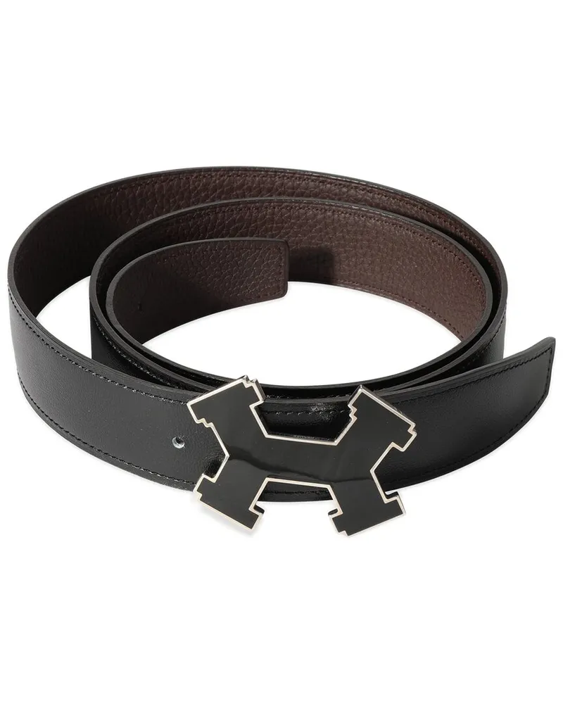 Hermès Togo Street H Reversible Belt Enamel PHW, Size 100 (Authentic Pre-Loved Nocolor