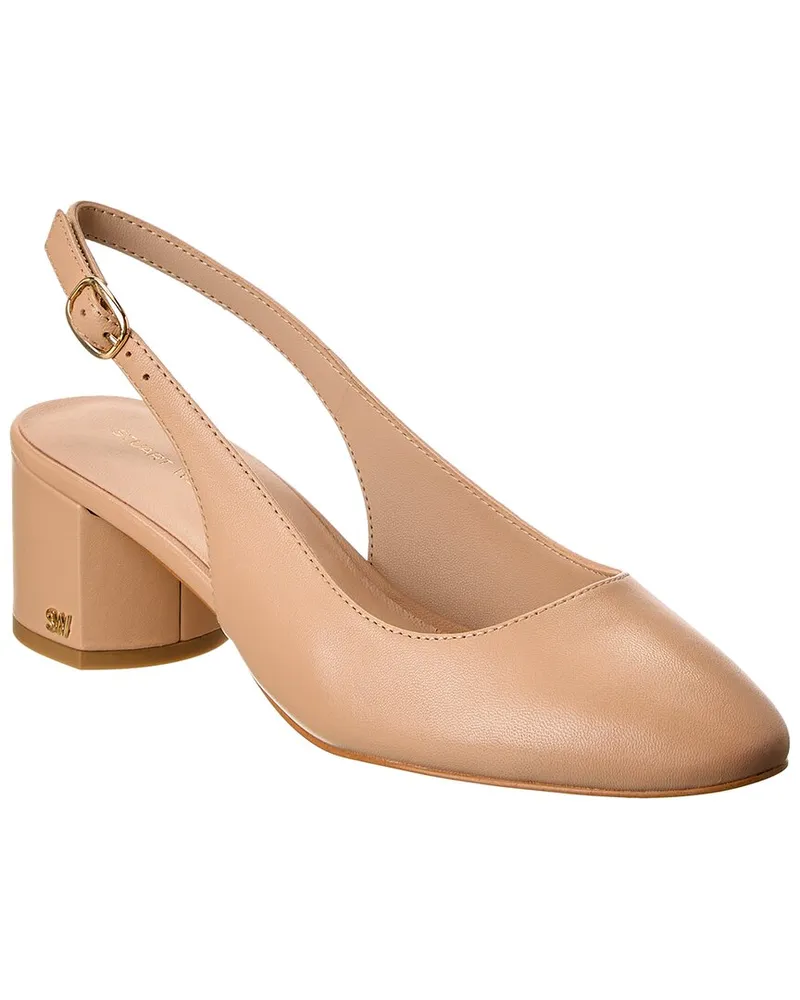 Stuart Weitzman Bridgt 50 Leather Slingback Pump Beige