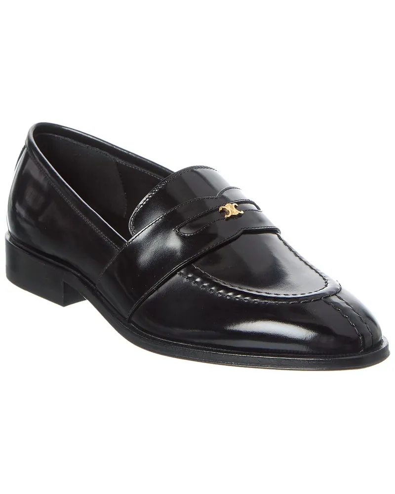Celine Malaquais Triomphe Leather Loafer Black