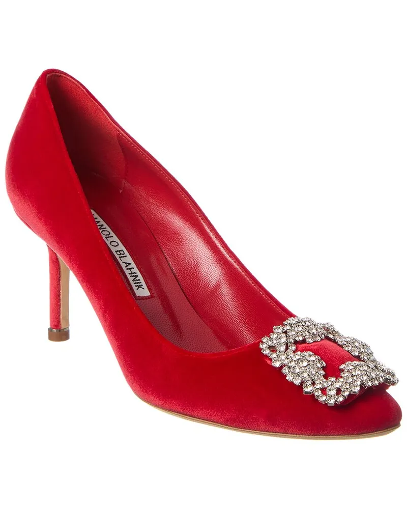 Manolo Blahnik Hangisi 70 Velvet Pump Red