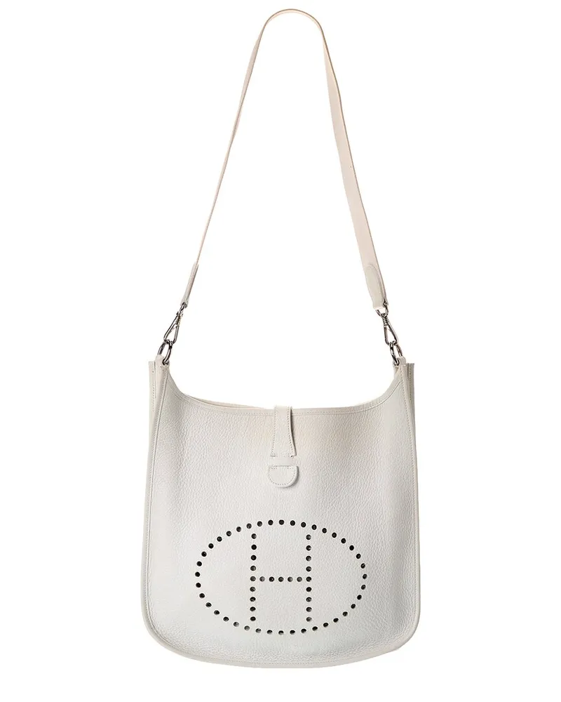 Hermès White Clemence Leather Evelyne GM I Shoulder Bag (Authentic Pre-Loved Nocolor