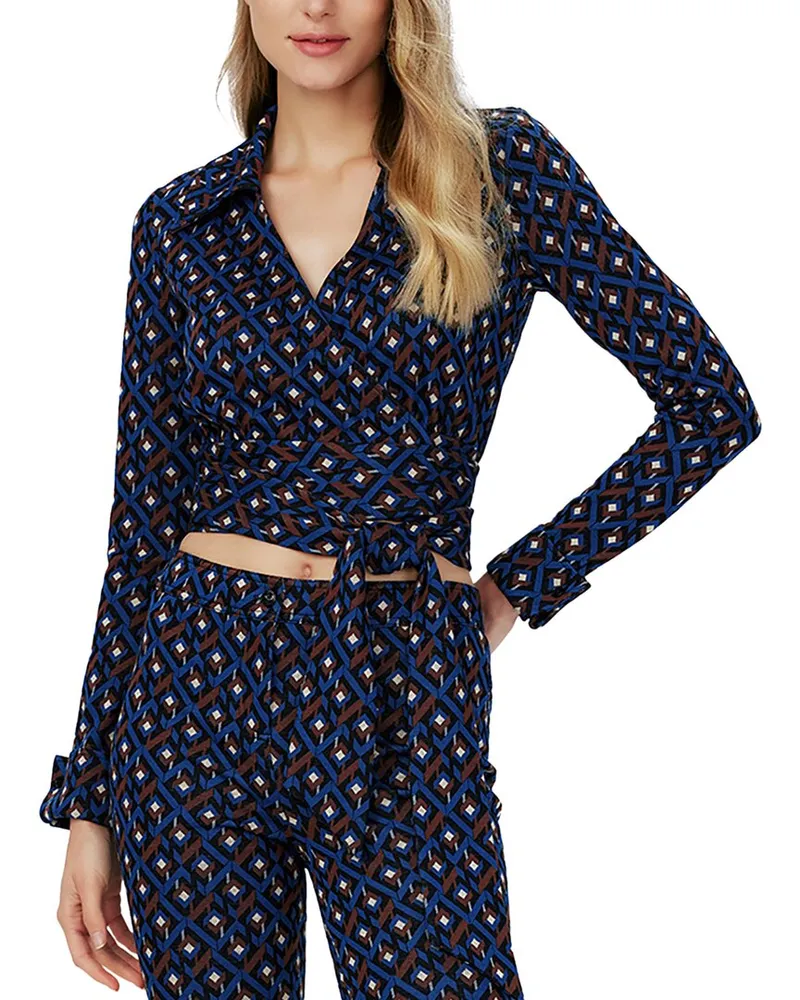 Diane von Furstenberg Bobbie Two Wool-Blend Top Blue