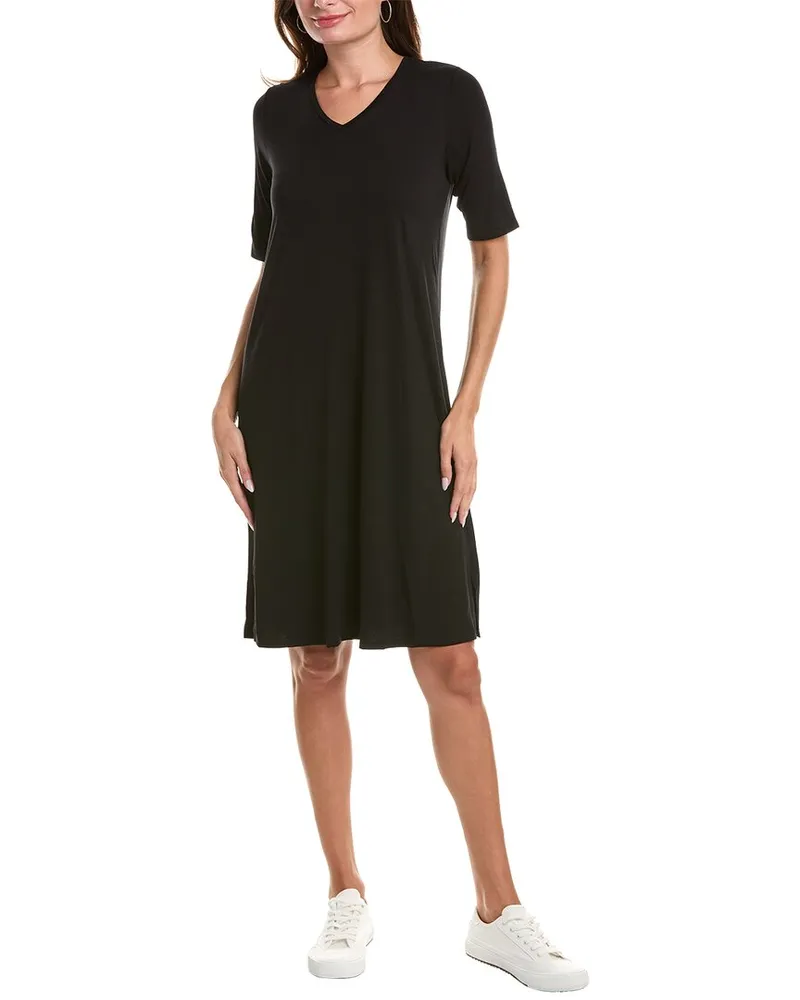 Eileen Fisher V-Neck Midi Dress Black