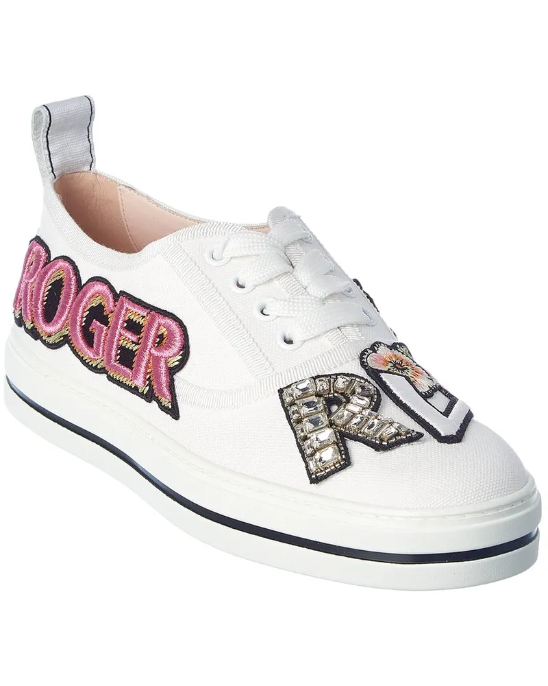 Roger Vivier Call Me Vivier Patch Canvas Sneaker White