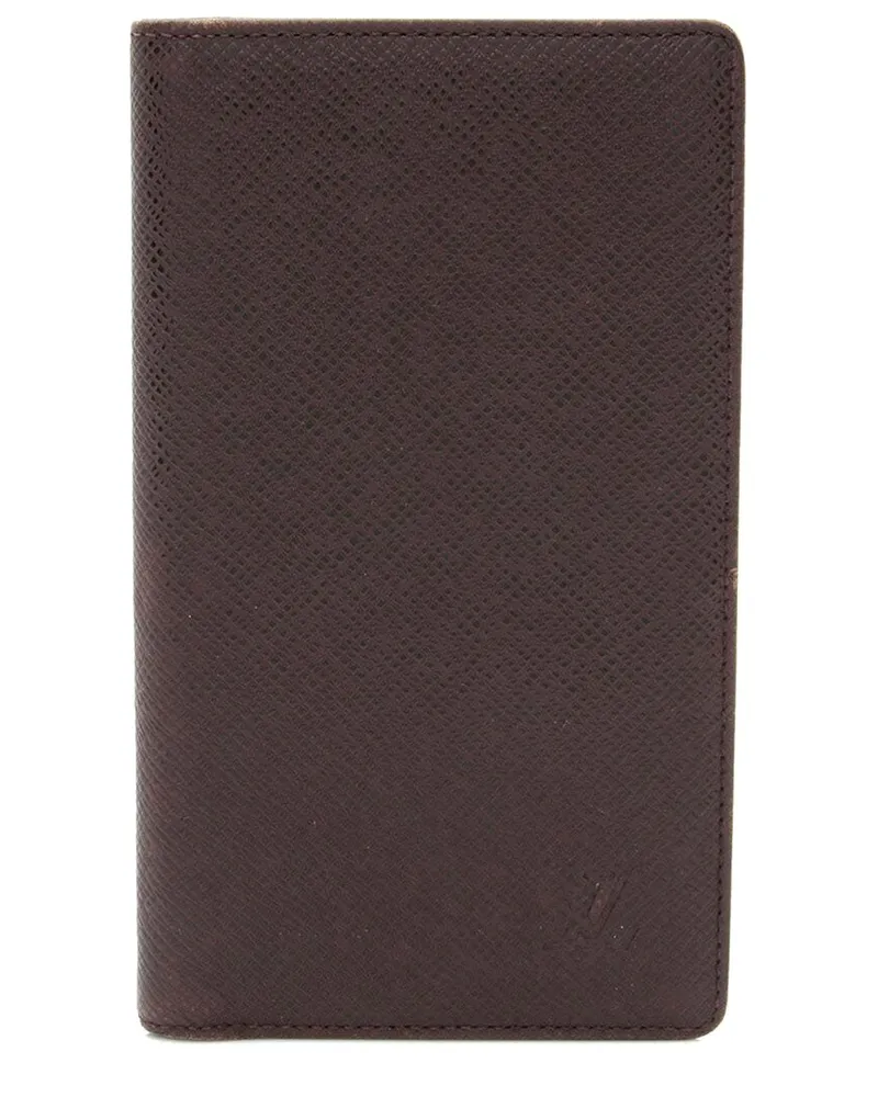 Louis Vuitton Brown Taiga Pocket Agenda Cover Wallet (Authentic Pre-Loved Nocolor
