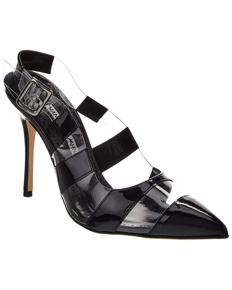 Manolo Blahnik Lixra 100 Vinyl & Patent Pump Blue