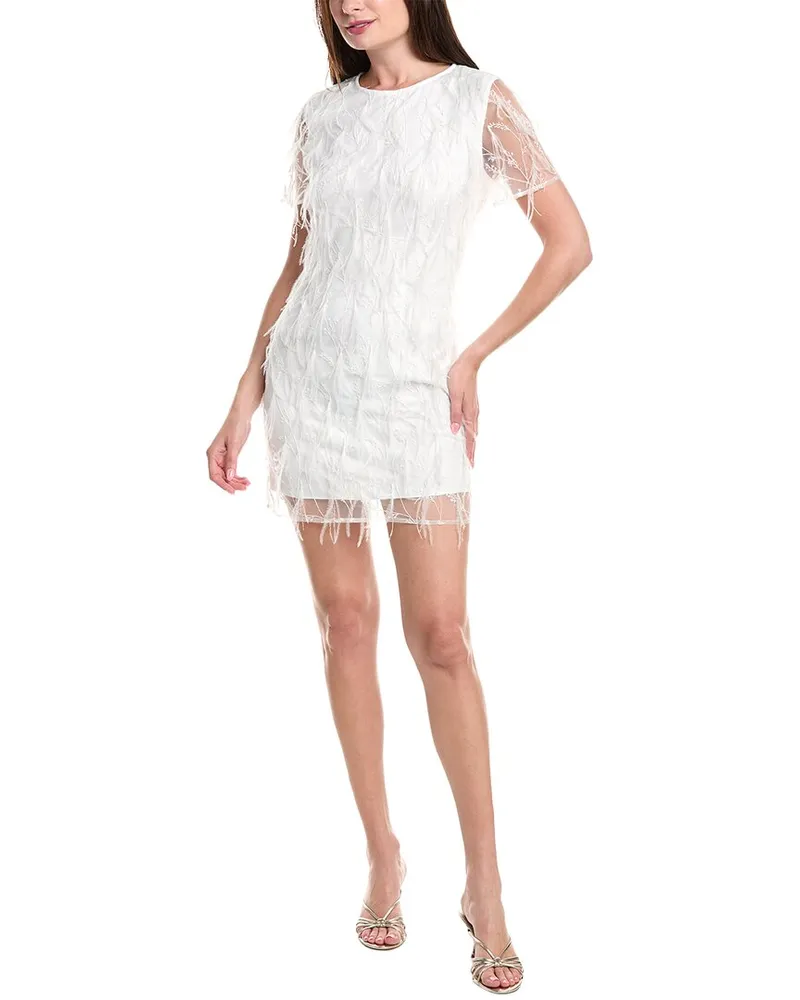 Milly Rana Feather Mini Dress White