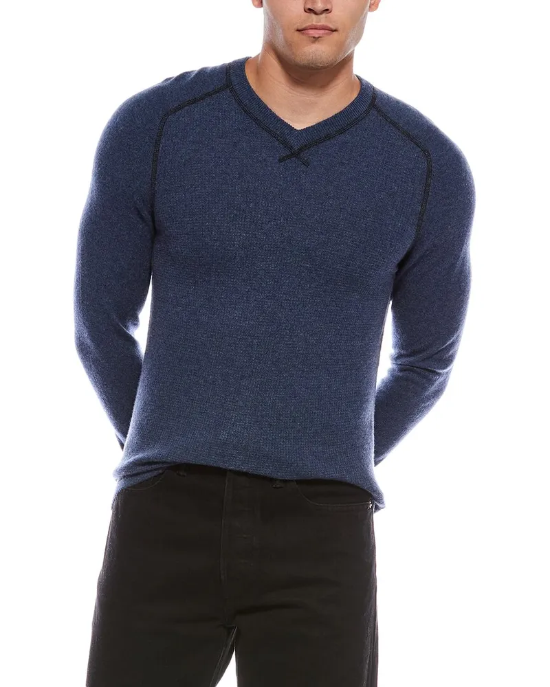 Autumn Cashmere Cashmere Thermal Crewneck Sweater Blue
