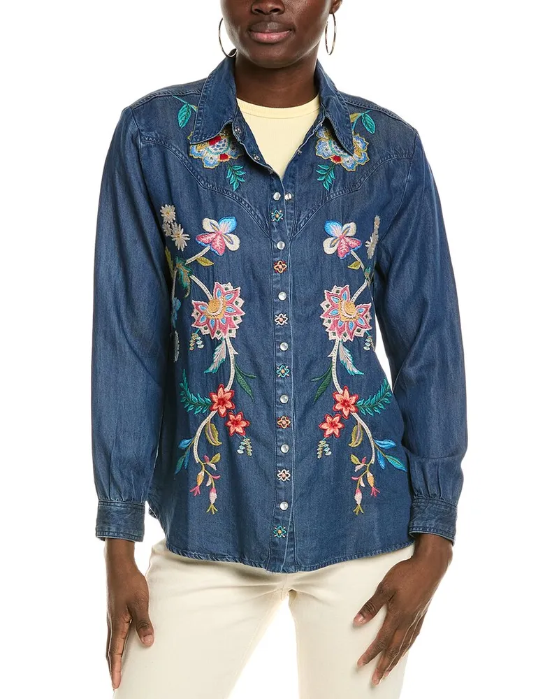 Johnny Was Western Shirt Blue