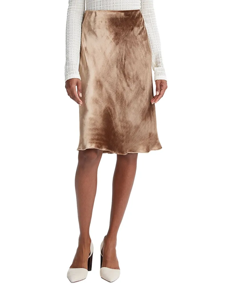 Vince Velvet Short Silk-Blend Slip Skirt Nocolor