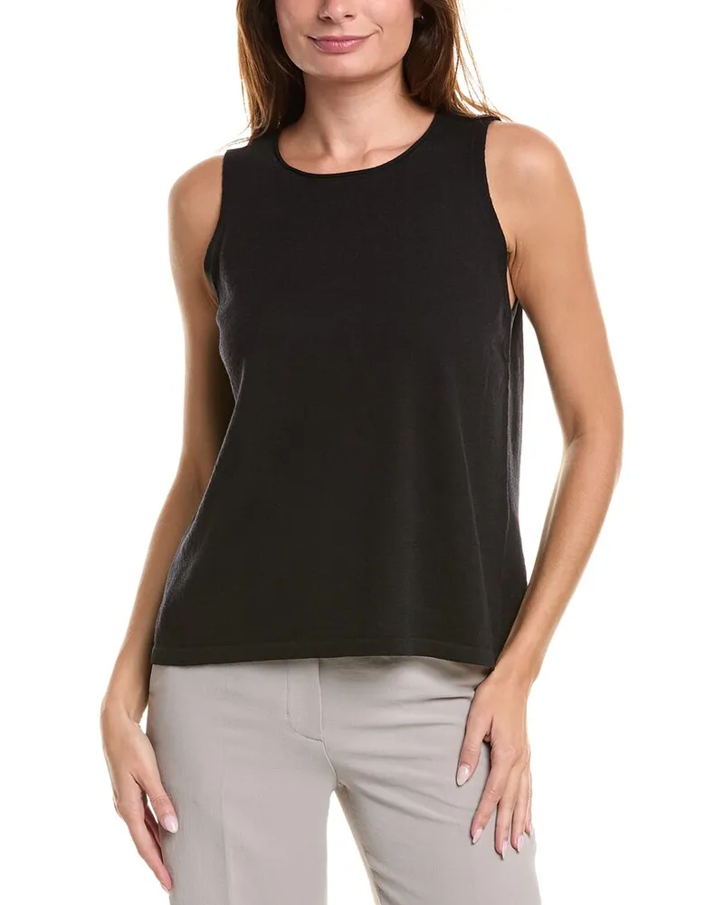 Eileen Fisher Crewneck Wool Shell Black