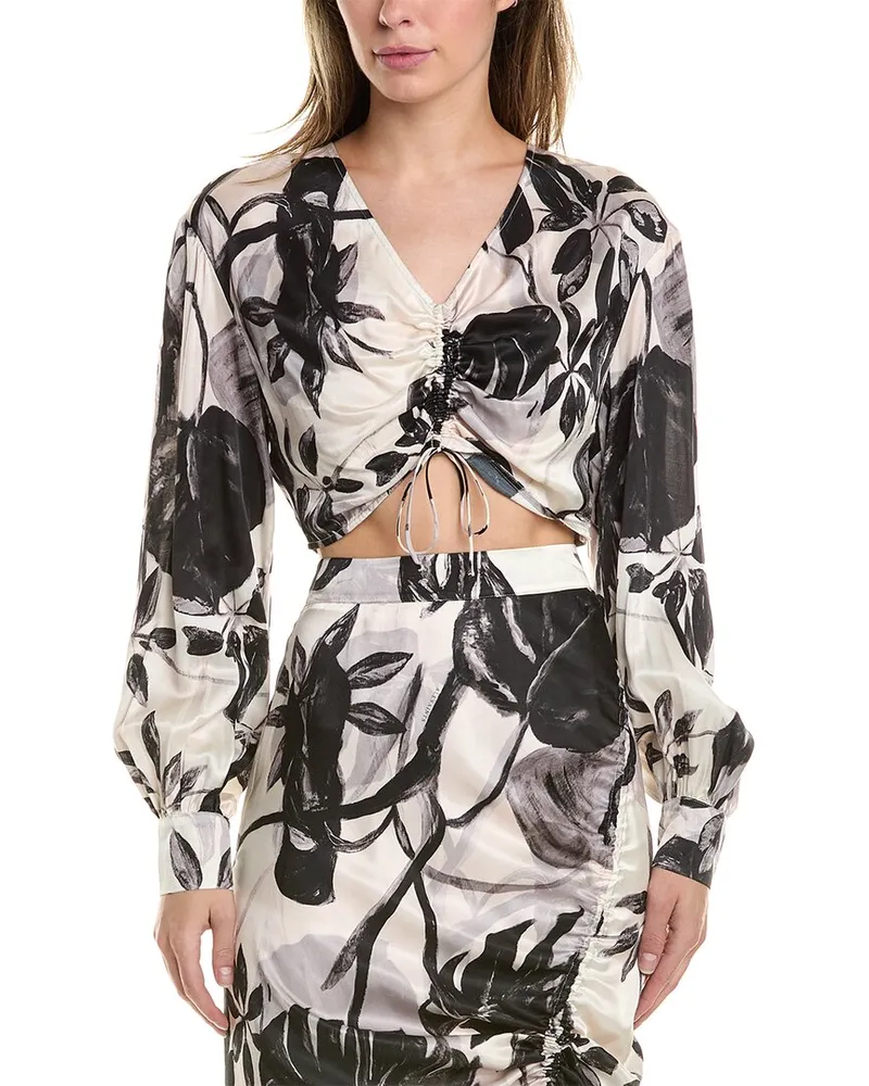 AllSaints Carla Silk-Blend Top White
