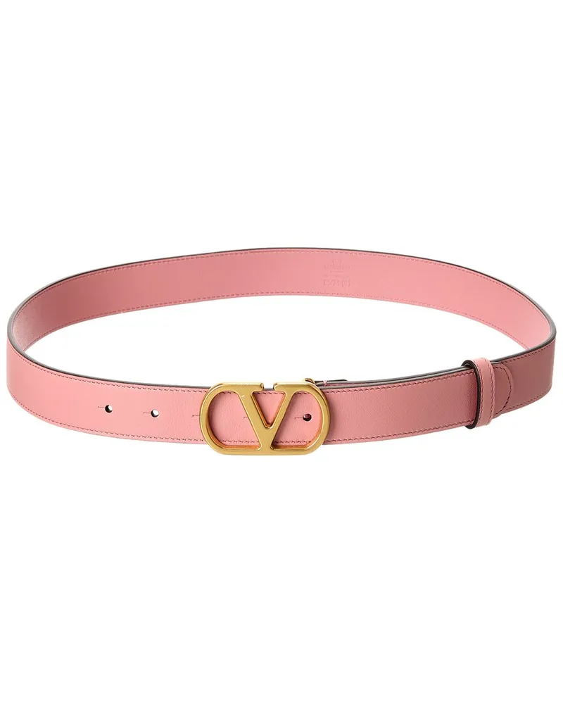 Valentino Garavani VLogo Signature Leather Belt Pink