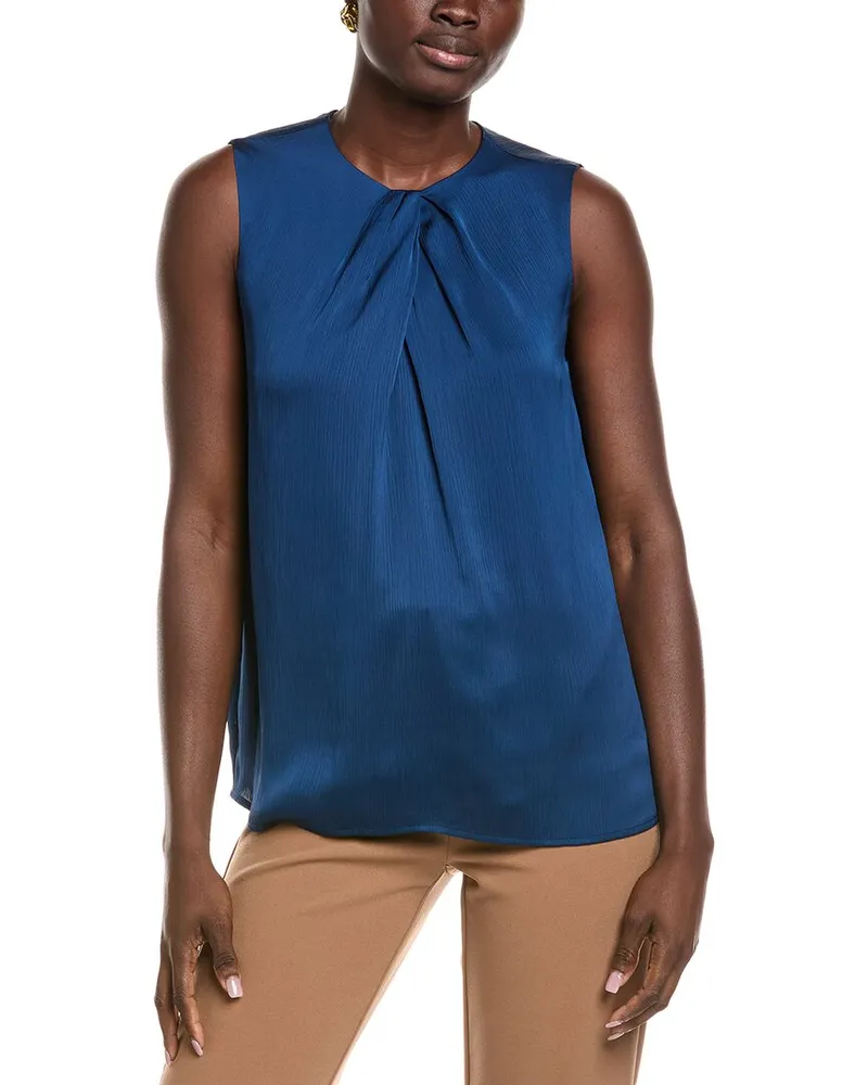 Anne Klein Textured Satin Top Blue