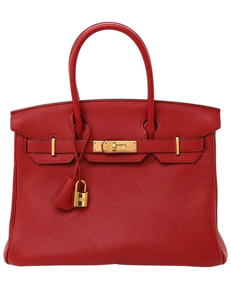 Hermès Rouge Garance Togo Leather Birkin Retourne GHW (Authentic Pre-Loved Nocolor