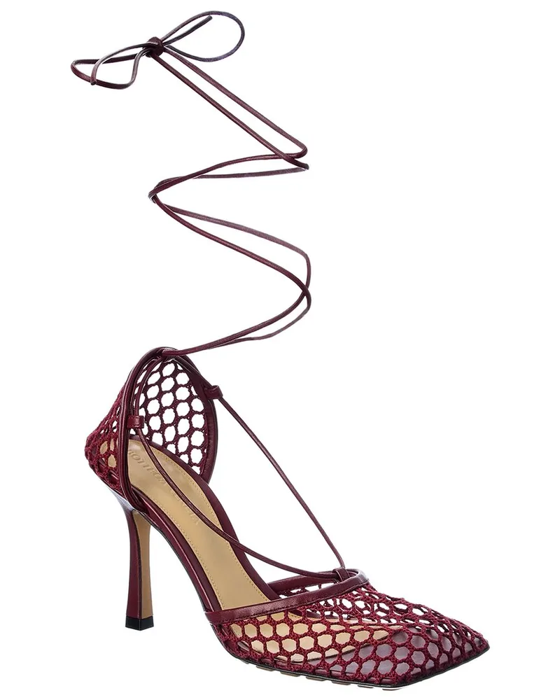 Bottega Veneta Stretch Leather Ankle Wrap Sandal Red